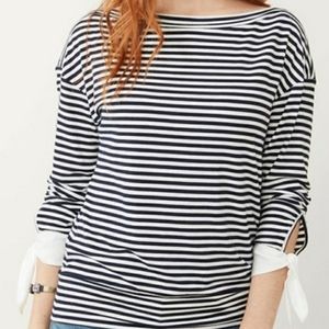 Stella and Dot nautical striped top with white tie